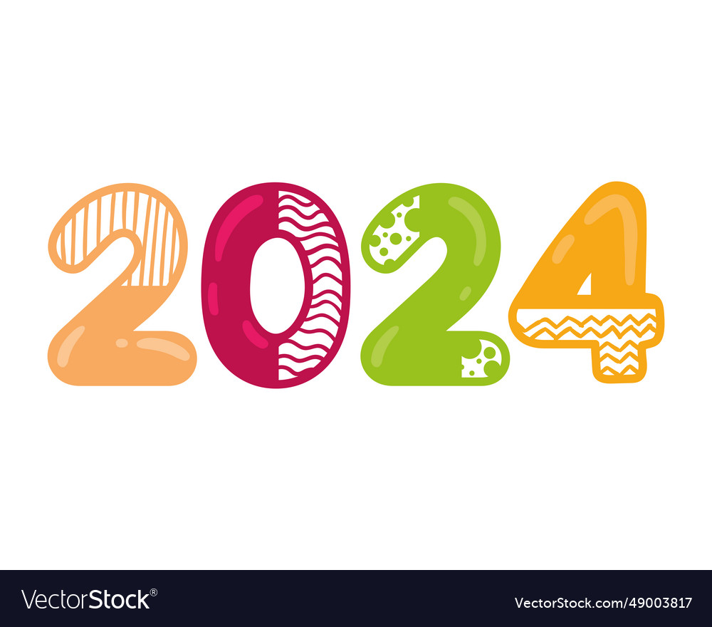 2024 Happy New Year Decoration Royalty Free Vector Image