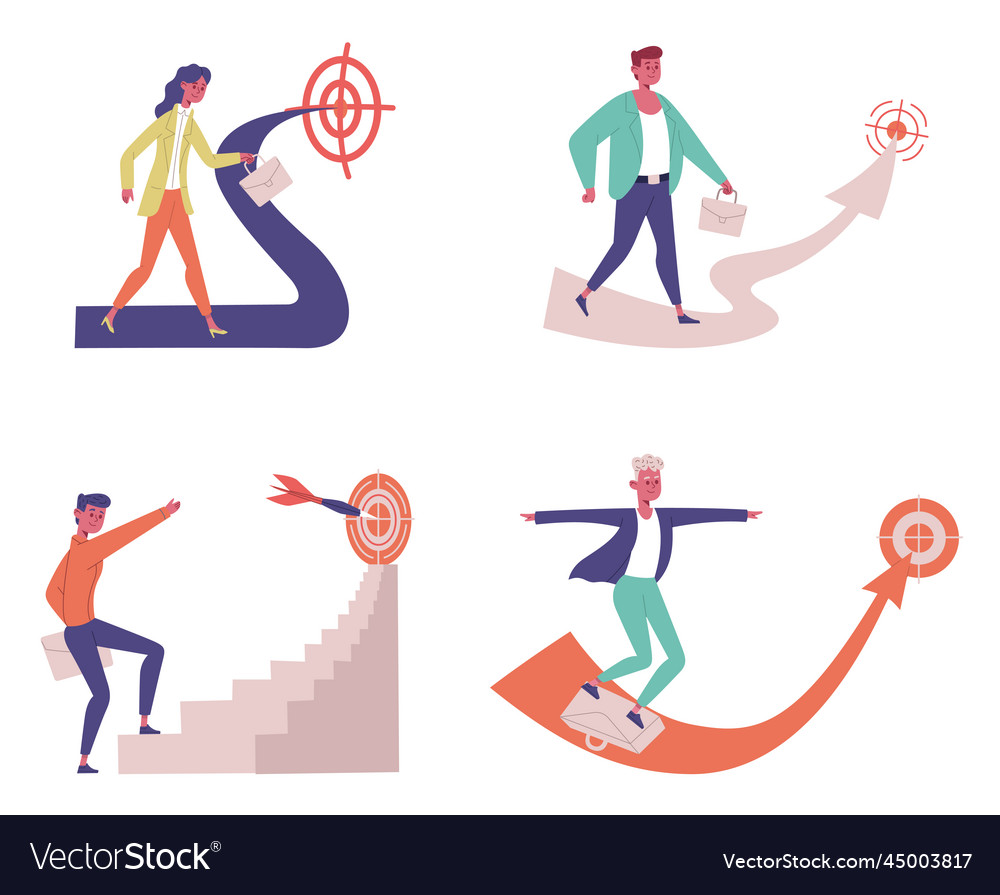 Business goals achievements female and male Vector Image