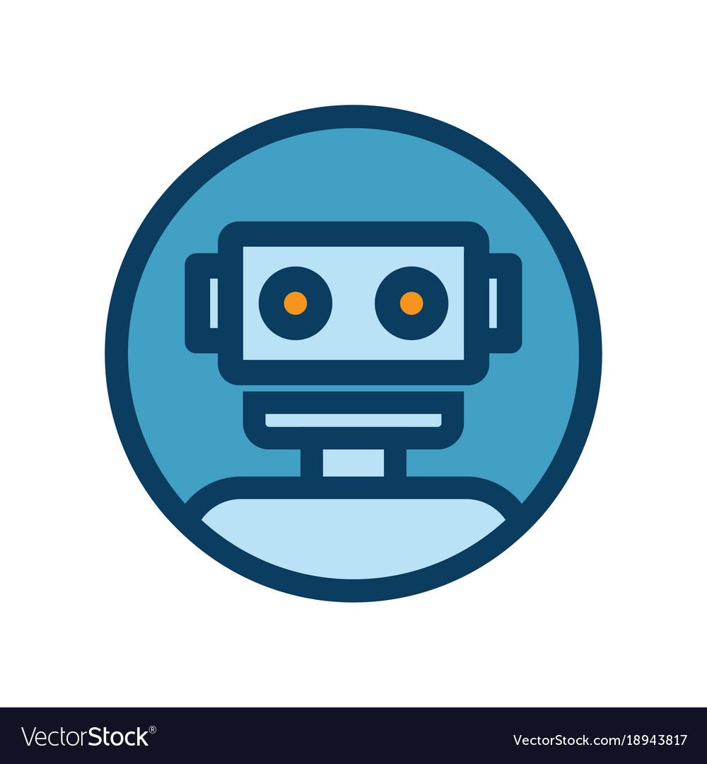 Chat Bot Icon Outline Robot Sign In Blue Circle Vector Image