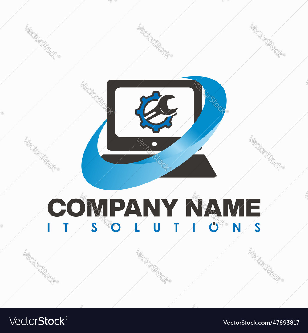 Computer repair - digital logo template Royalty Free Vector