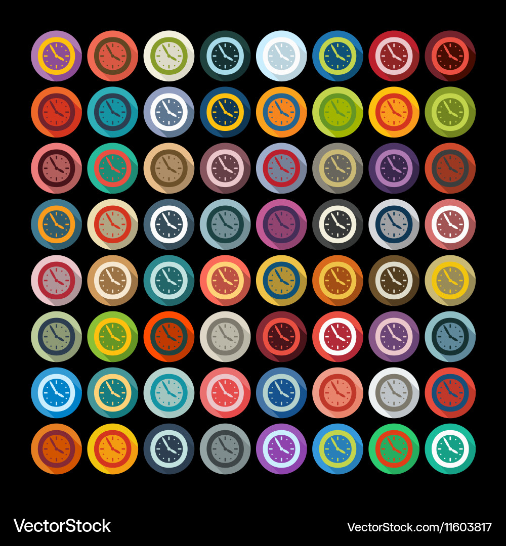 Flat design clock Royalty Free Vector Image - VectorStock
