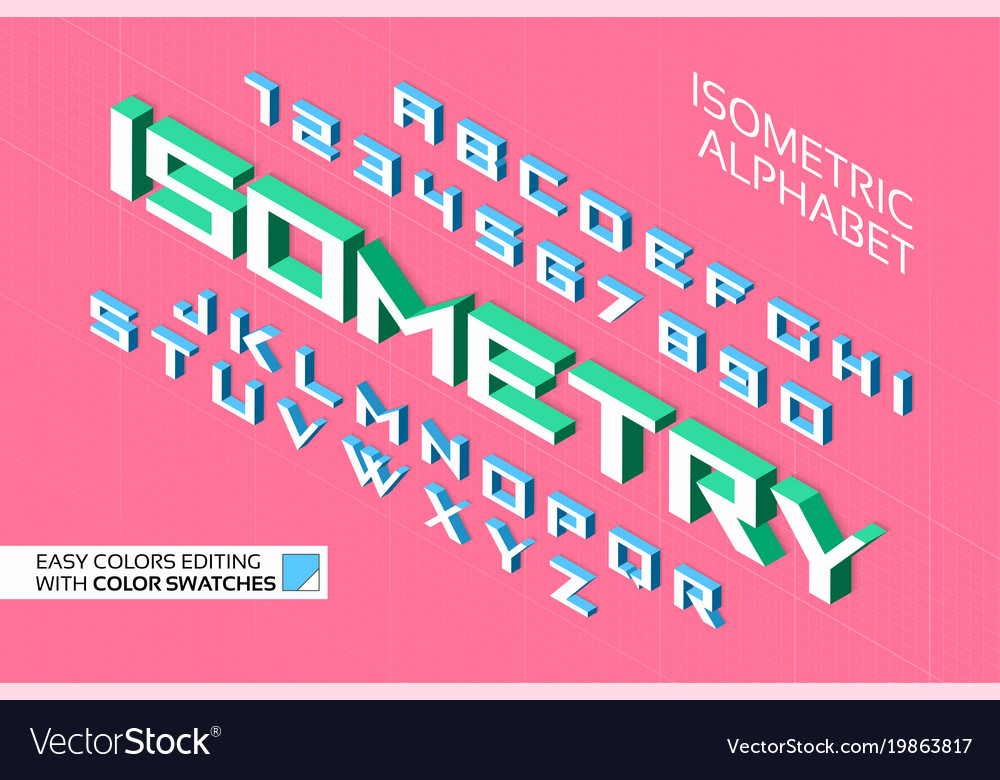 Isometric alphabet 3d letters and numbers Vector Image Isometric alphabet 3d letters and numbers Vector Image