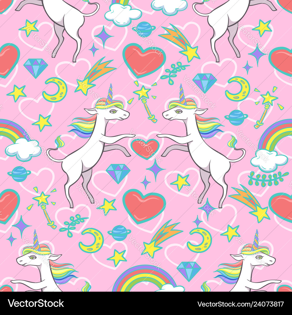 Seamless pattern with unicorns Royalty Free Vector Image
