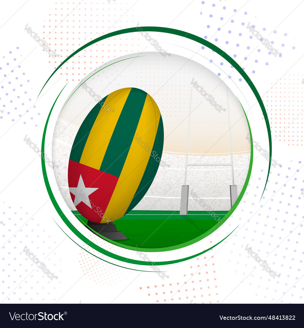 Flag of togo on rugby ball round icon