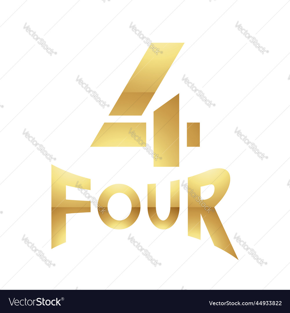 Golden symbol for number 4 on a white background Vector Image