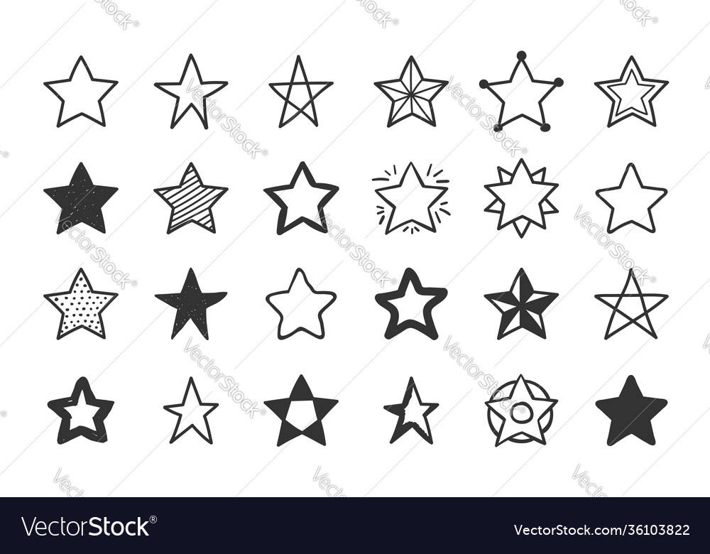 Hand drawn stars Royalty Free Vector Image - VectorStock