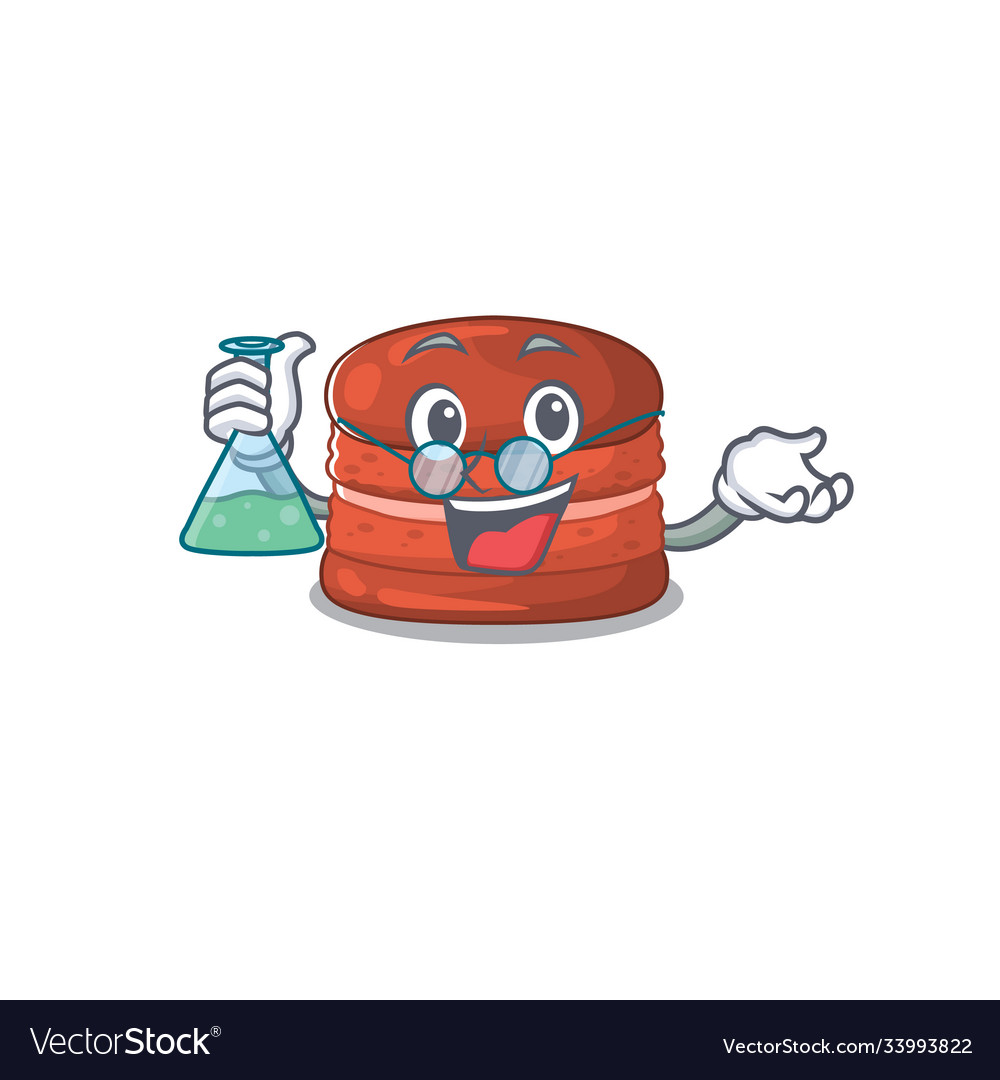 Smart professor cherry macaron mascot design