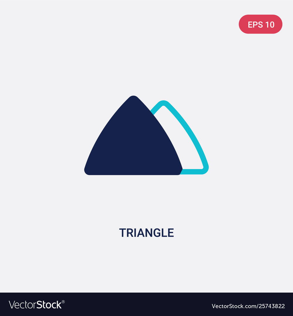 Two color triangle icon from geometric figure