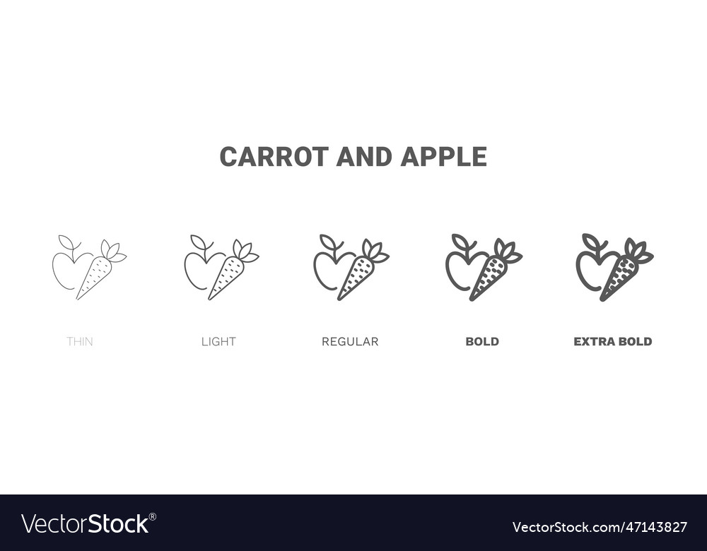 Carrot and apple icon thin regular bold more