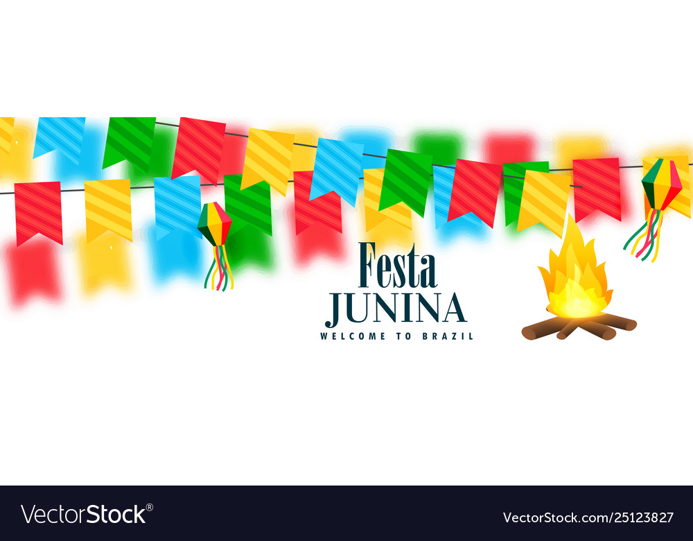 Colorful Festa Junina Celebration Banner With Vector Image