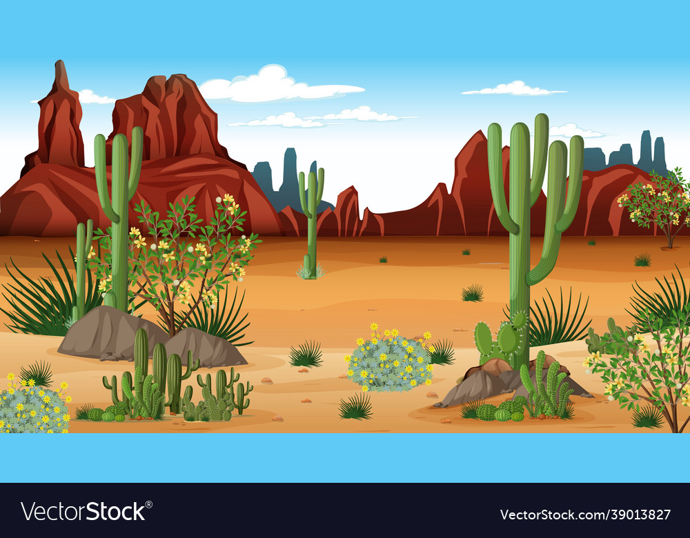 Desert forest landscape at daytime scene Vector Image