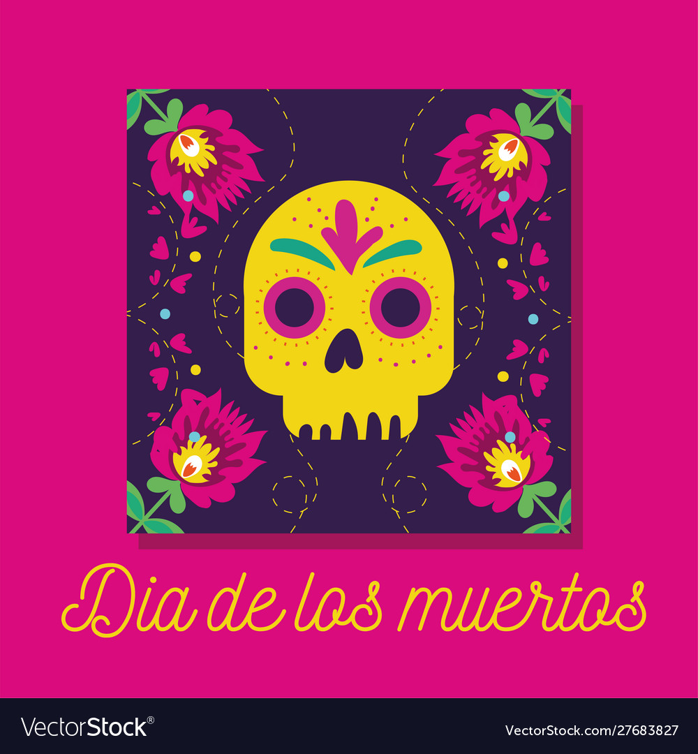 Dia de los muertos Karte mit Briefing und Totenkopf