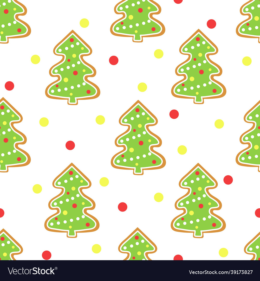 Gingerbread christmas tree new year pattern Vector Image