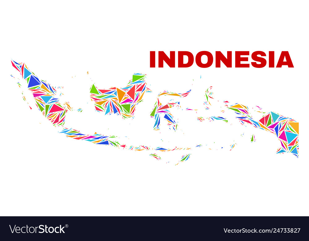 Indonesia map - mosaic of color triangles Vector Image