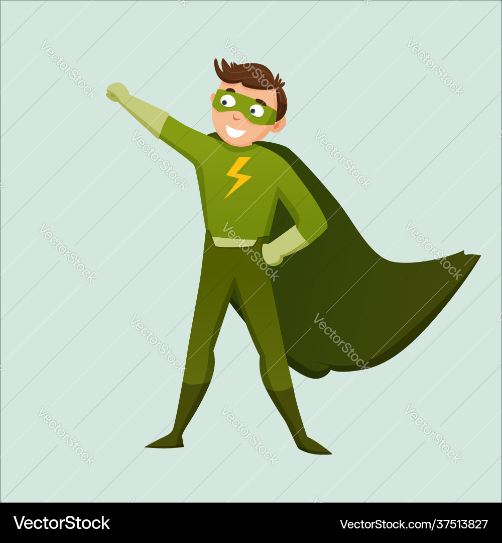 Kids super hero retro mascot Royalty Free Vector Image