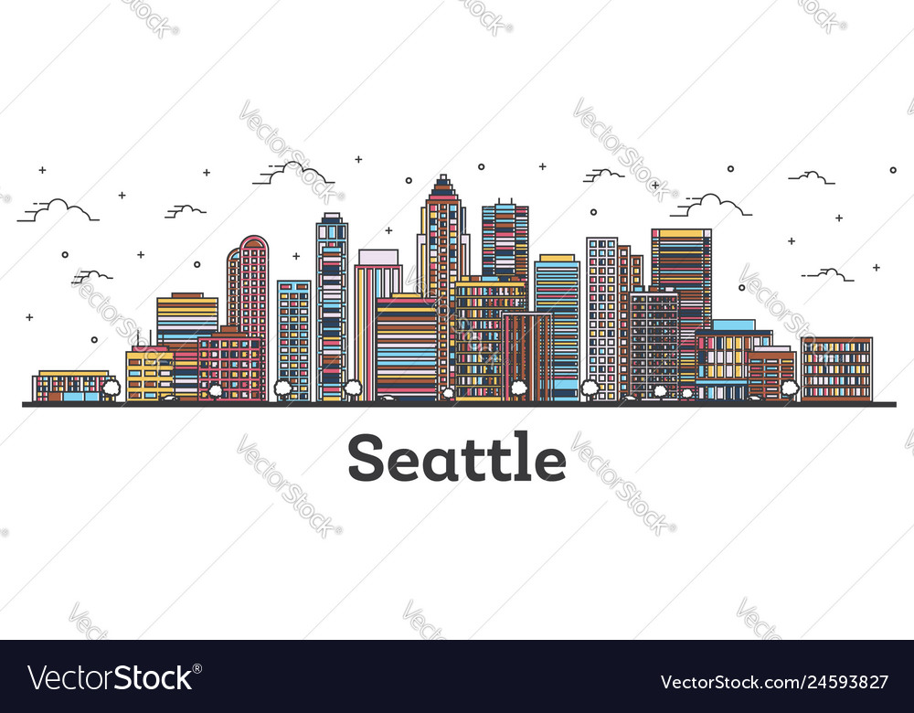 Outline seattle washington city skyline with Vector Image