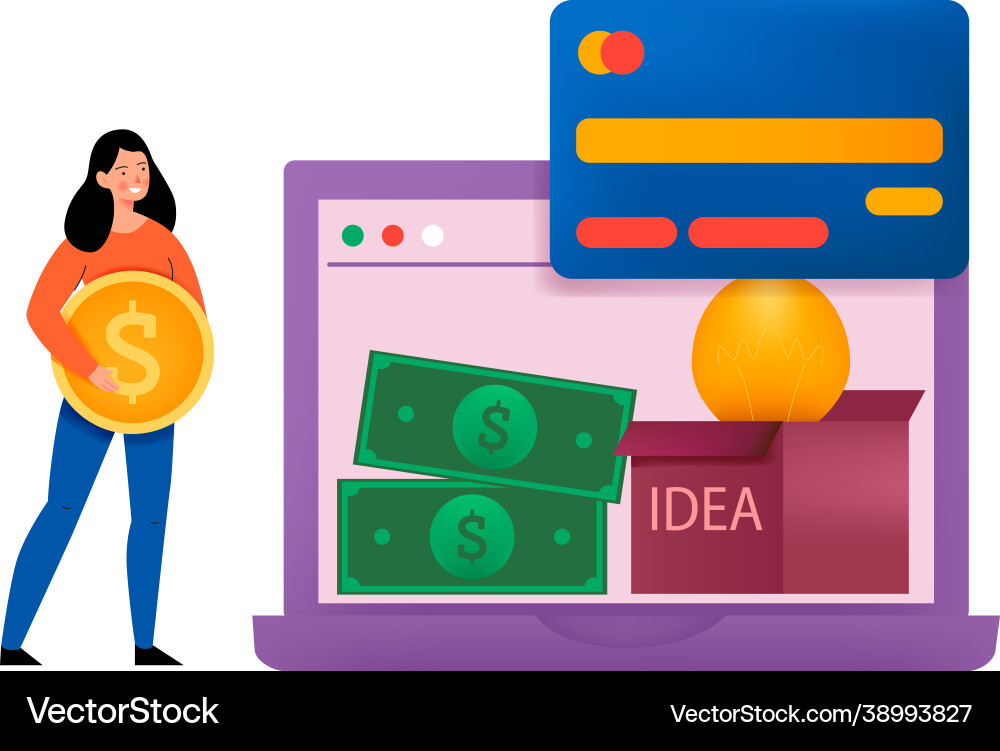 Payment idea flat composition Royalty Free Vector Image