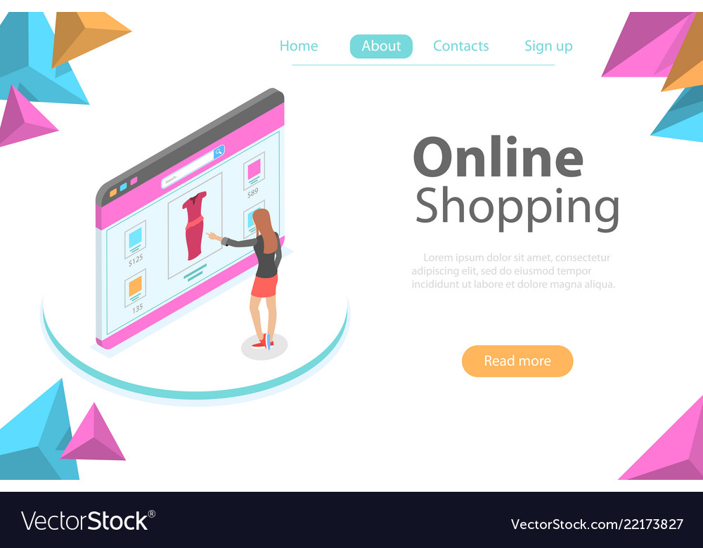 Shopping online flat isometric conceptual Vector Image