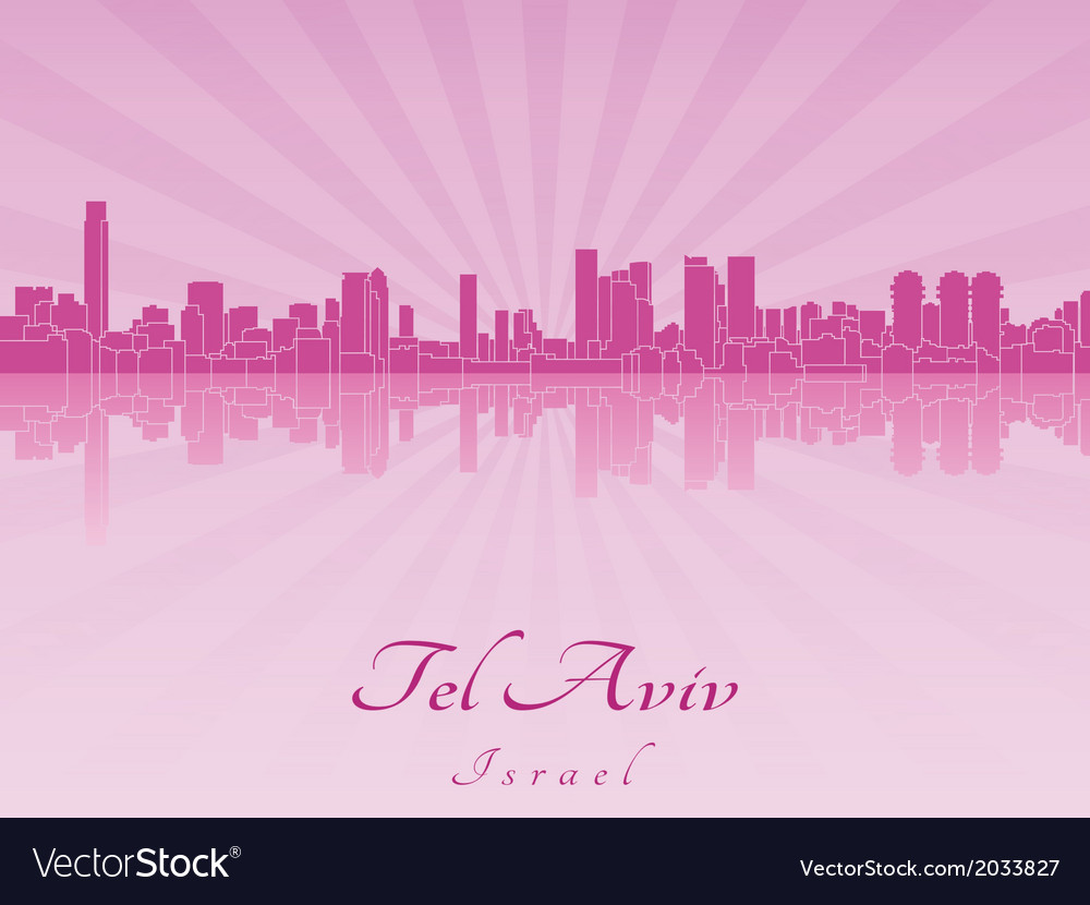 Tel Aviv Skyline In Purple Radiant Orchid Vector Image