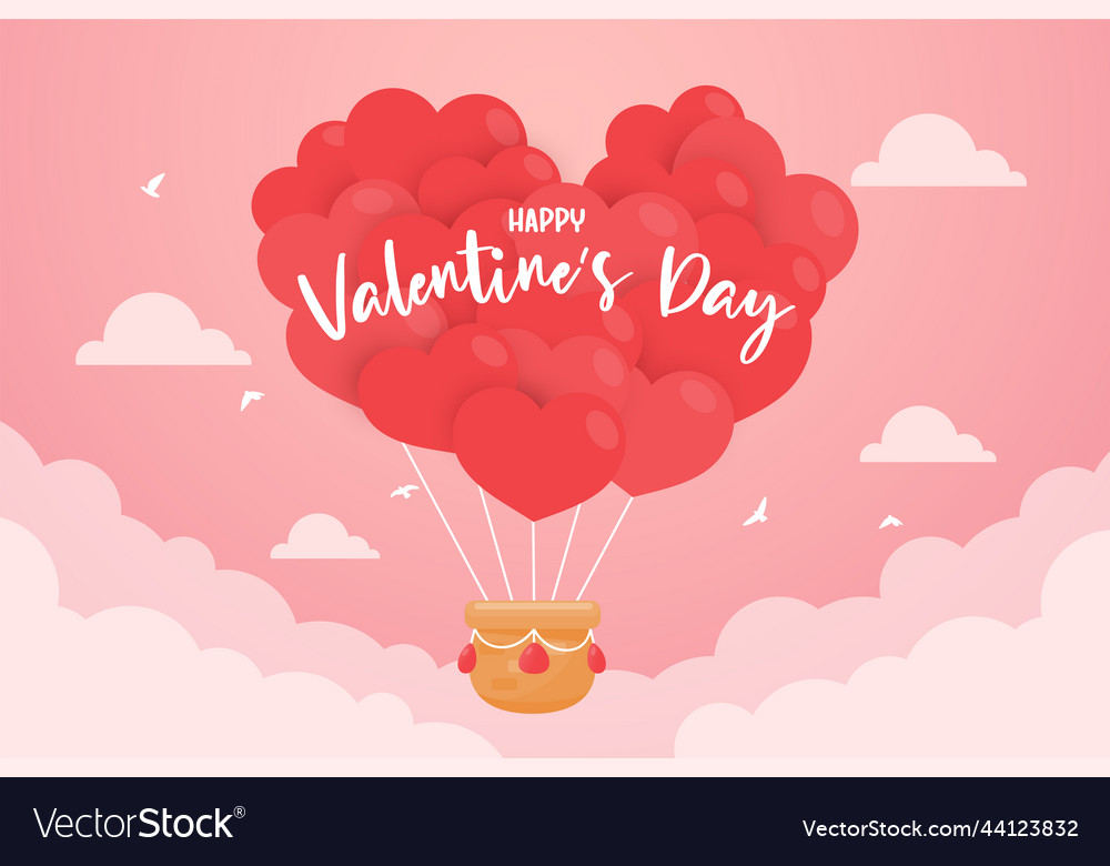 A heart balloon floating in the sky with green Vector Image