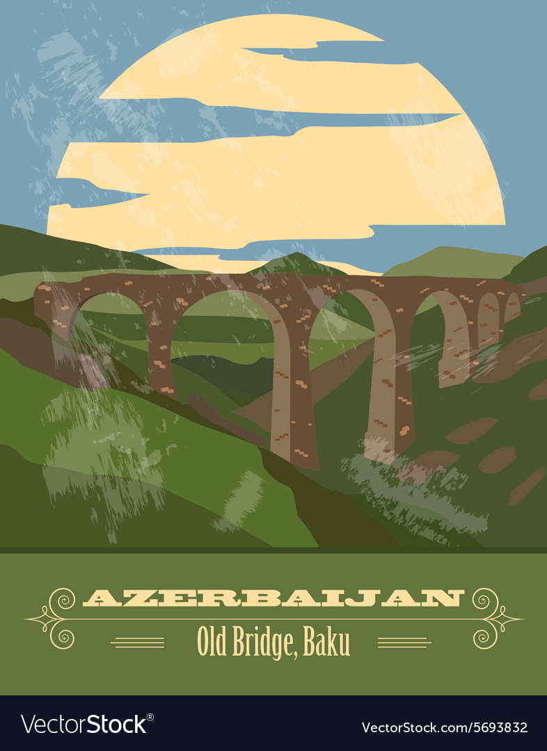 Azerbaijan landmarks retro styled image