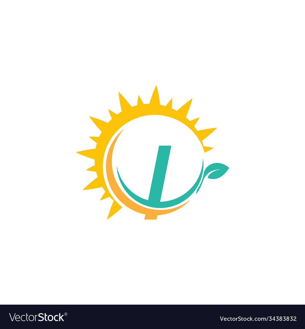 Letter i icon logo with leaf combined