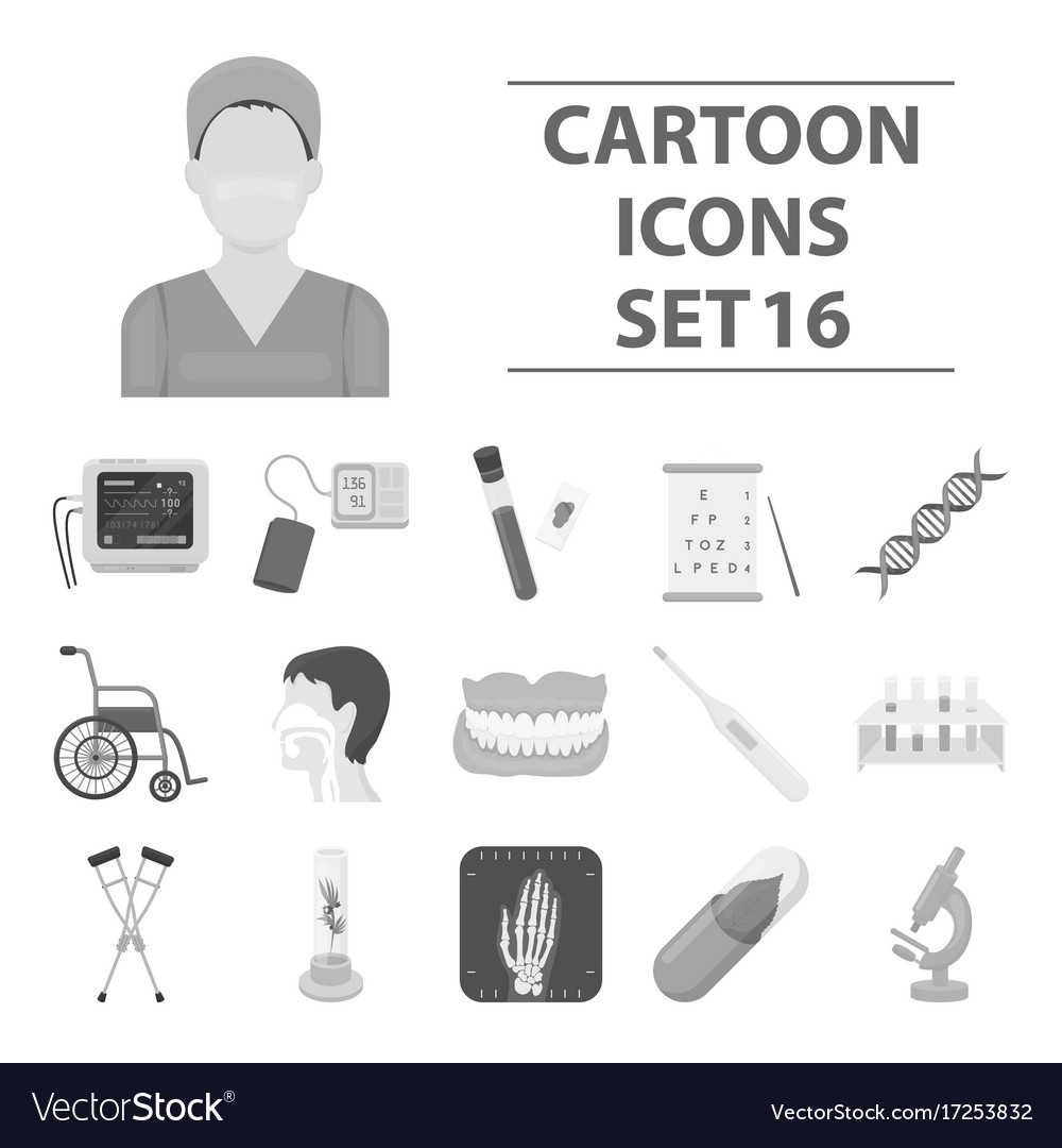 Medizin und Krankenhaus-Set-Icons in monochrom