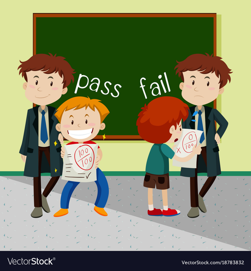 Opposite Words For Pass And Fail Royalty Free Vector Image