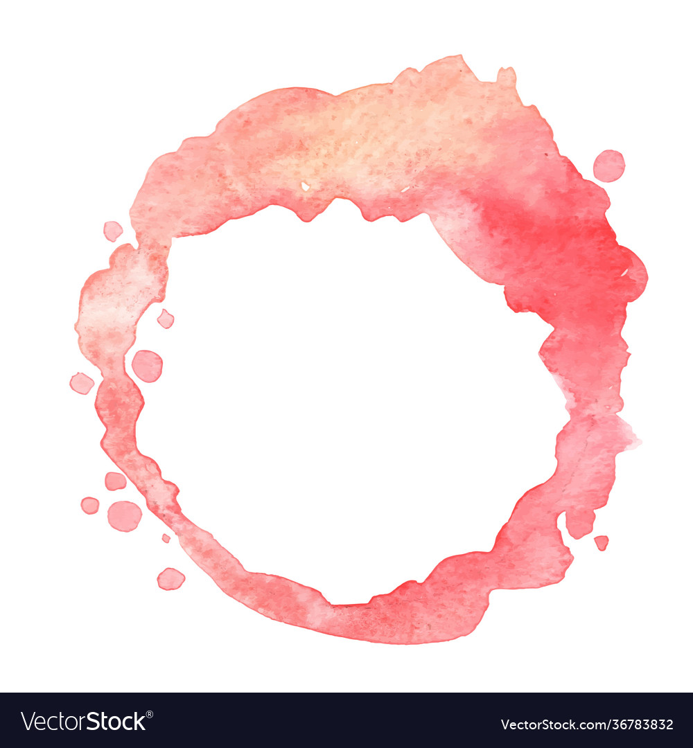 Red and peach pink abstract ring wreath watercolor