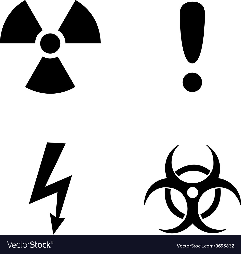 Set of black warning signs