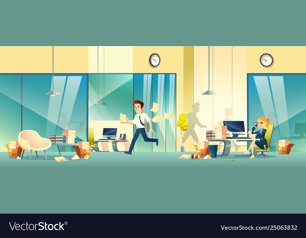 Stressed entrepreneurs in office cartoon Vector Image