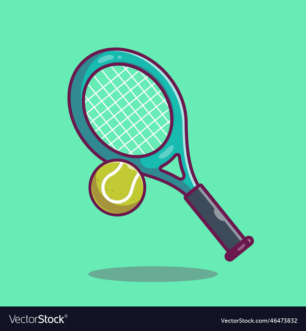 Tennis ball with racket cartoon Royalty Free Vector Image