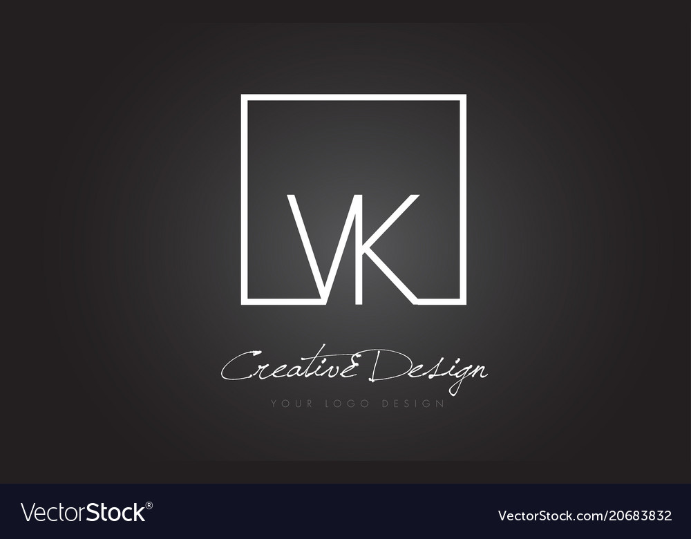 Vk quadratischer Rahmen Buchstaben Logo Design mit schwarz