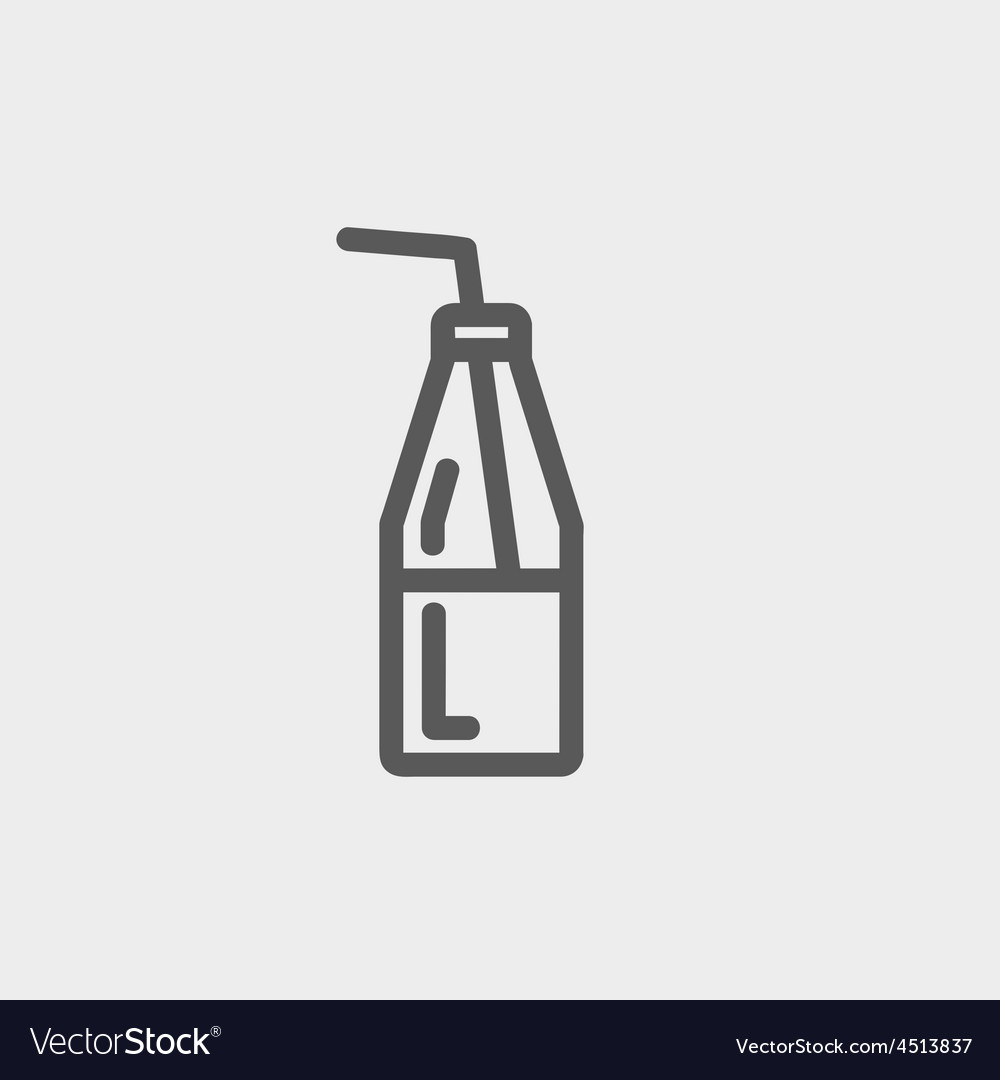 Bottle of milk with straw thin line icon