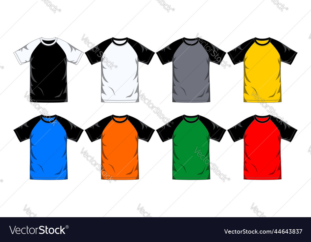 Colored raglan template t-shirt Royalty Free Vector Image