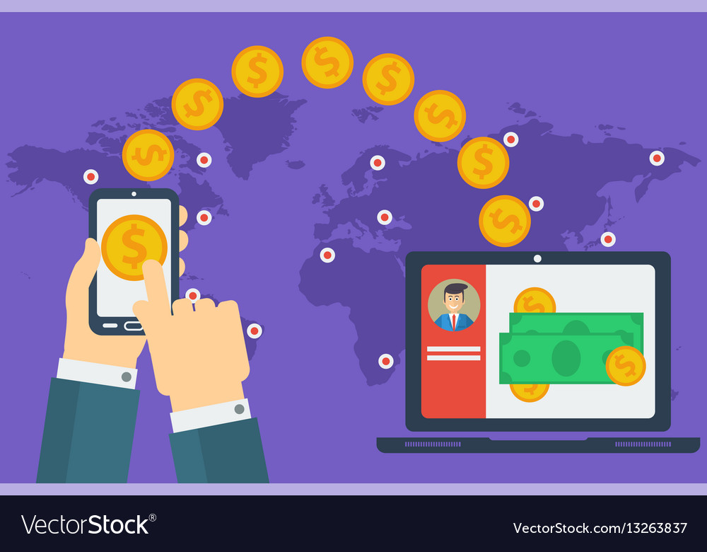 Concept Of Easy Money Transfer Royalty Free Vector Image Money Transfer Royalty Free Vector Image