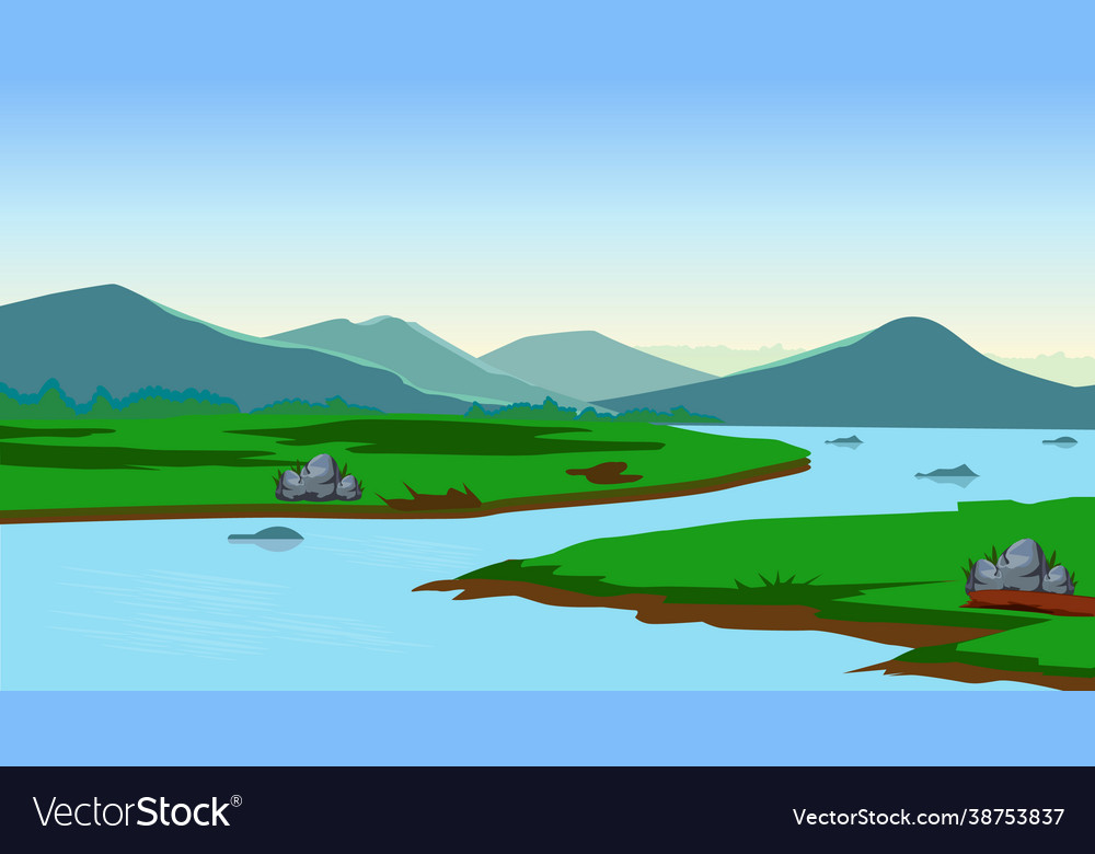 Mountain and river landscape design Royalty Free Vector