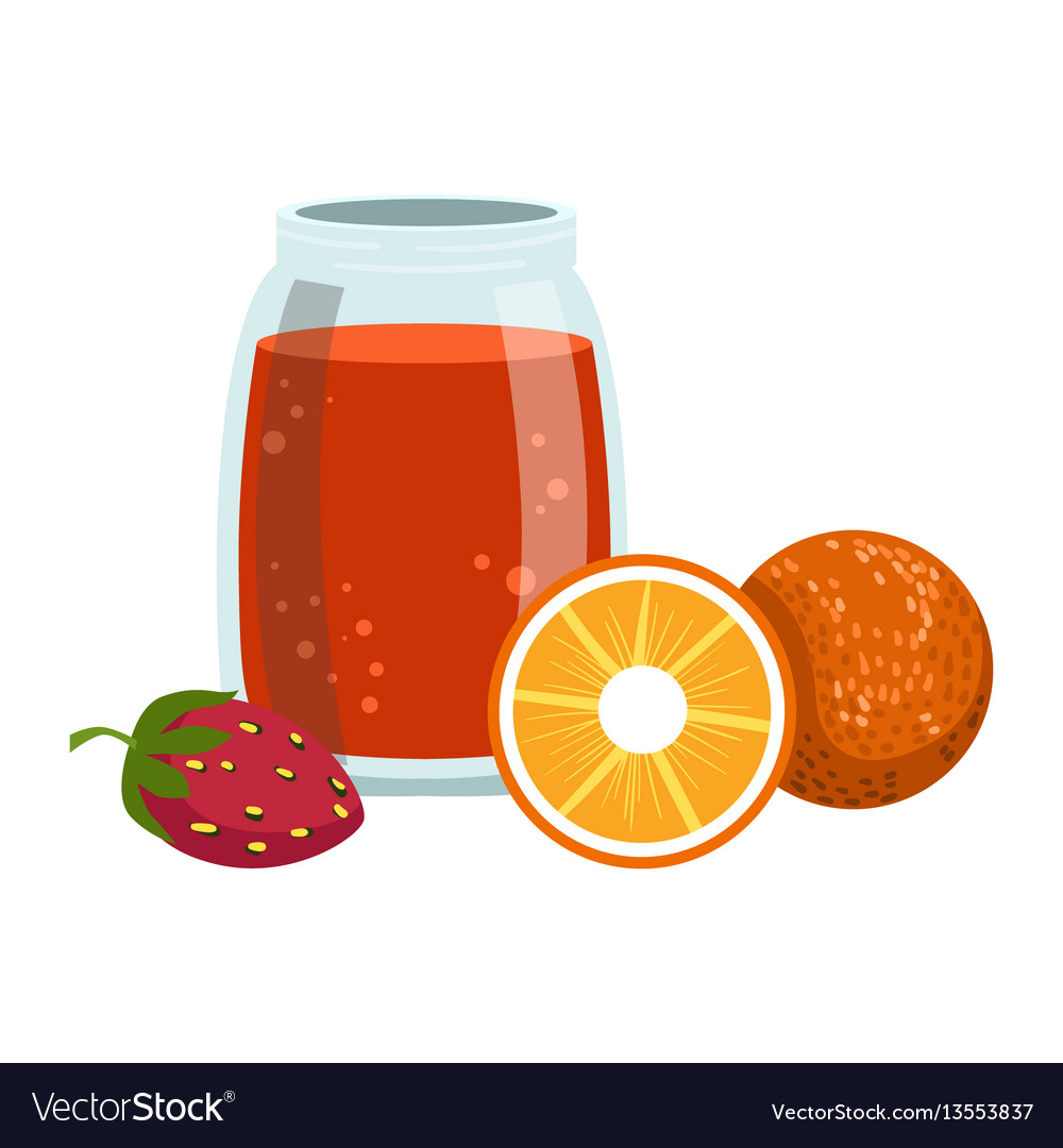 Orange And Strawberry Smoothie Non-alcoholic Vector Image