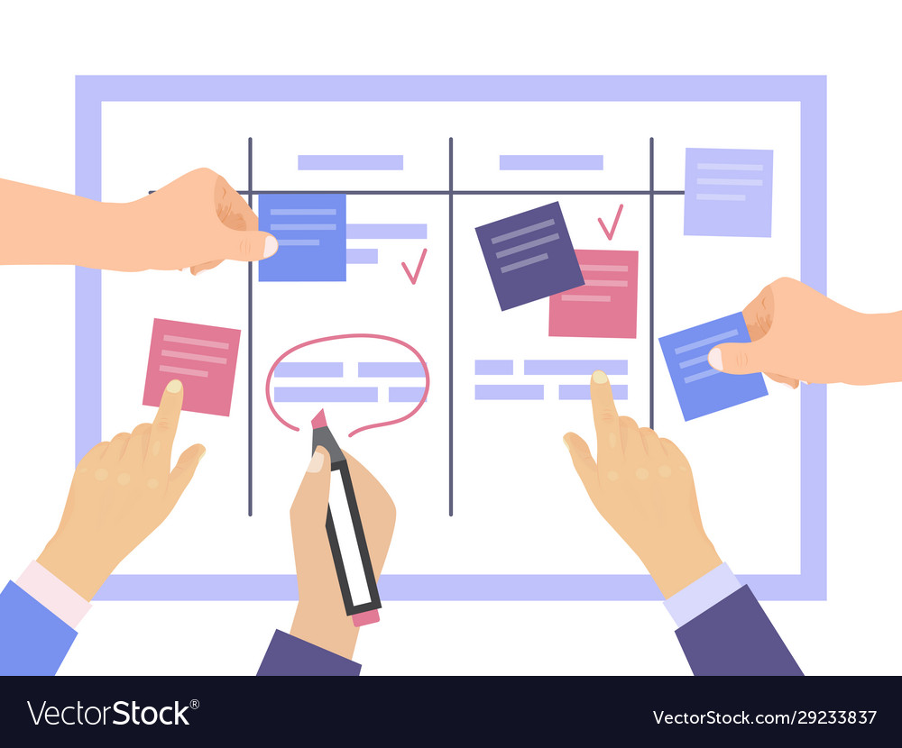 Task board concept with hands