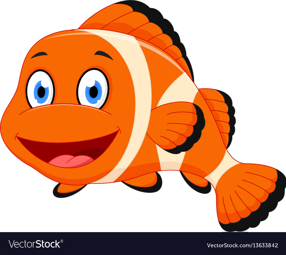 Cute clown fish cartoon Royalty Free Vector Image