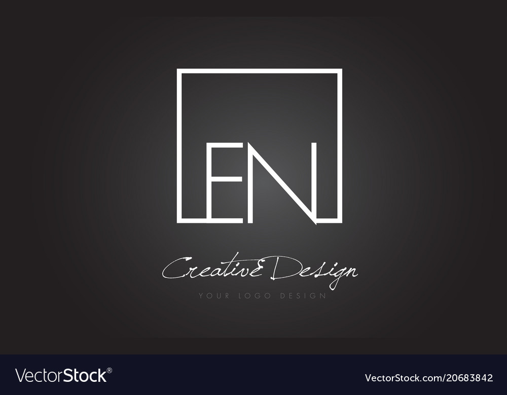 En square frame letter logo design with black