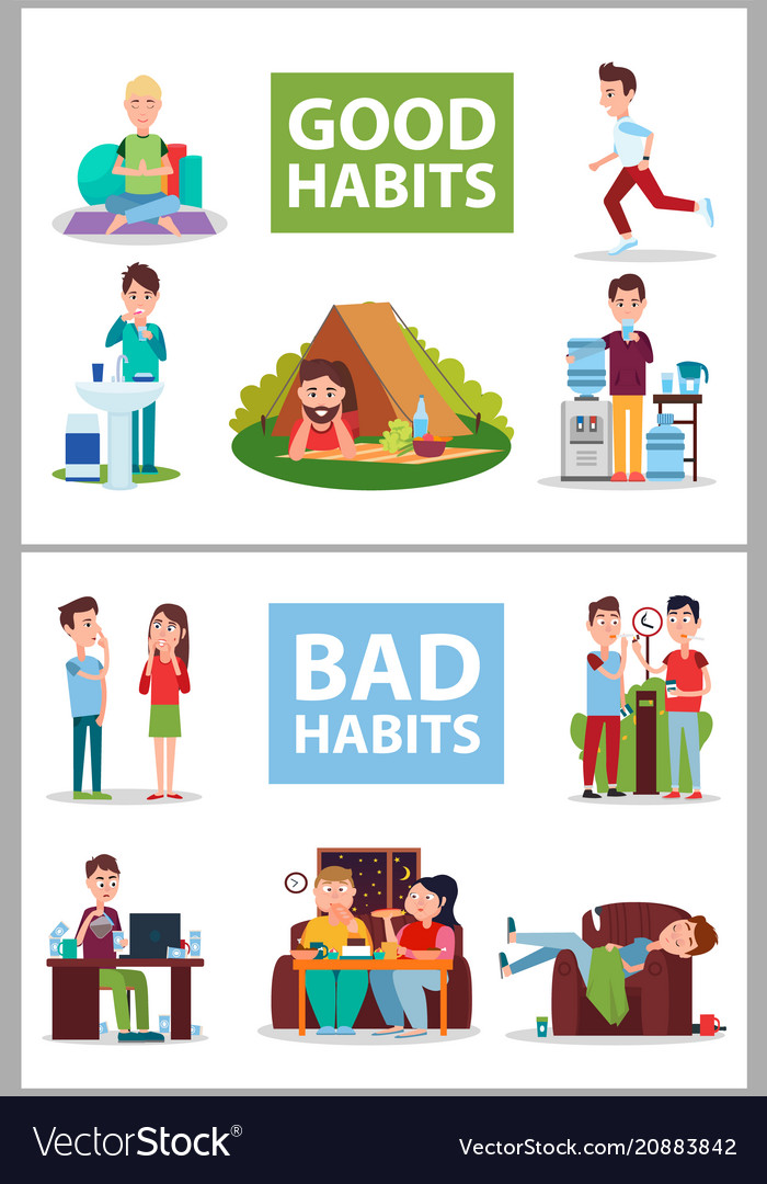 good-and-bad-habits-poster-royalty-free-vector-image