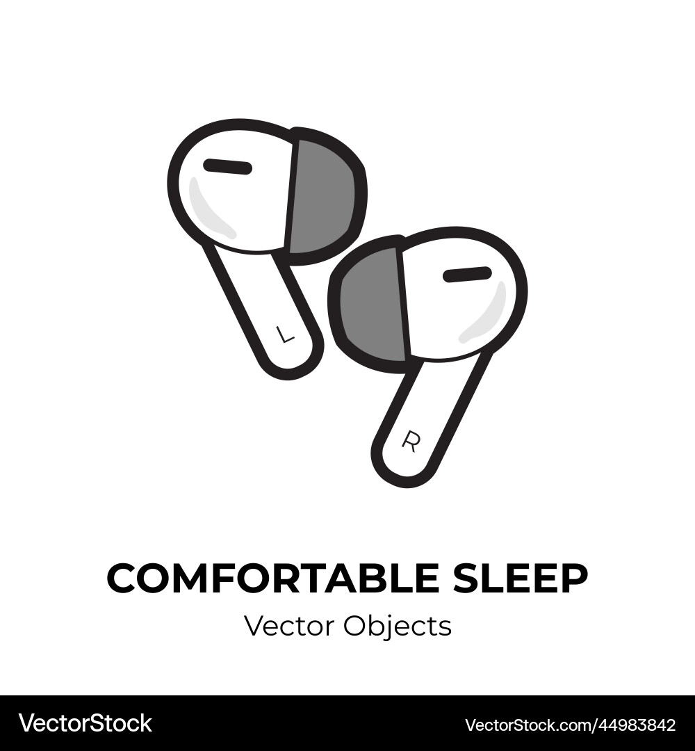 Headphones isolated comfortable sleep Royalty Free Vector