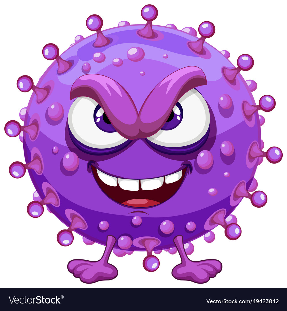 Purple germ virus monster cartoon character Vector Image