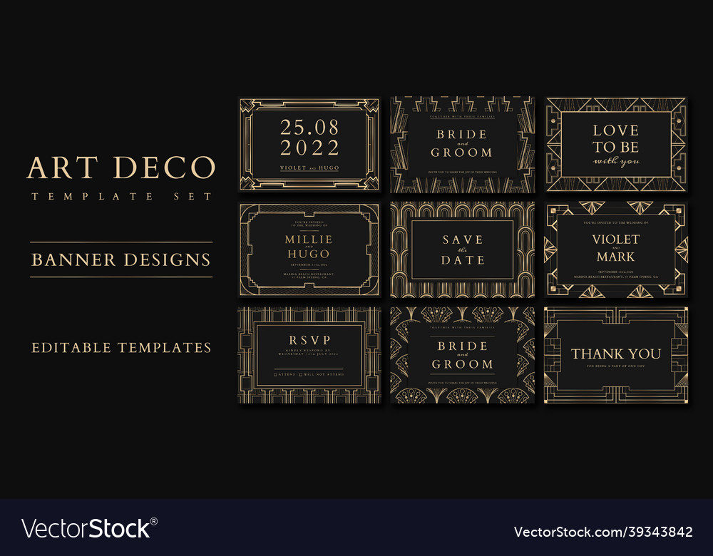 Wedding invitation set template for social media Vector Image