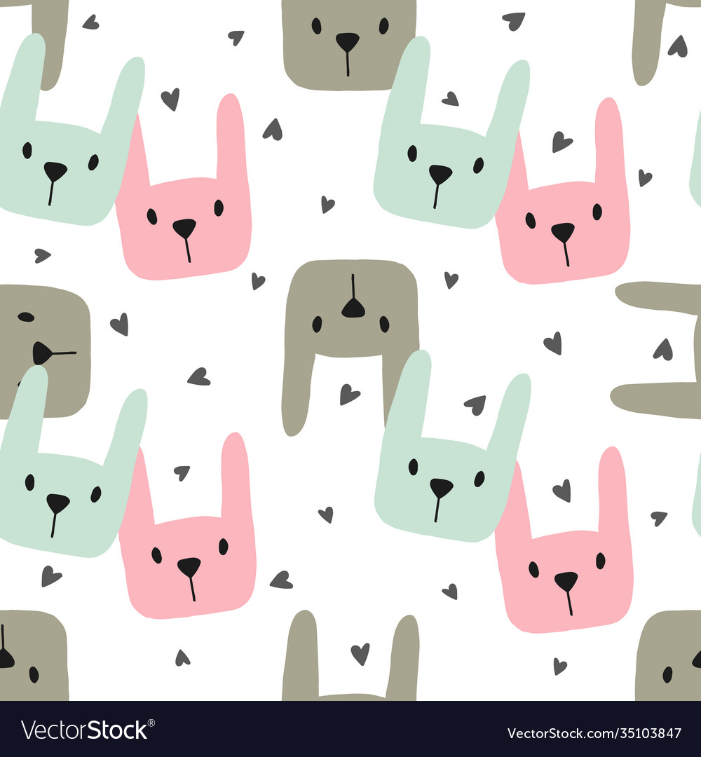 Cute bunny seamless pattern in tender colors Vector Image