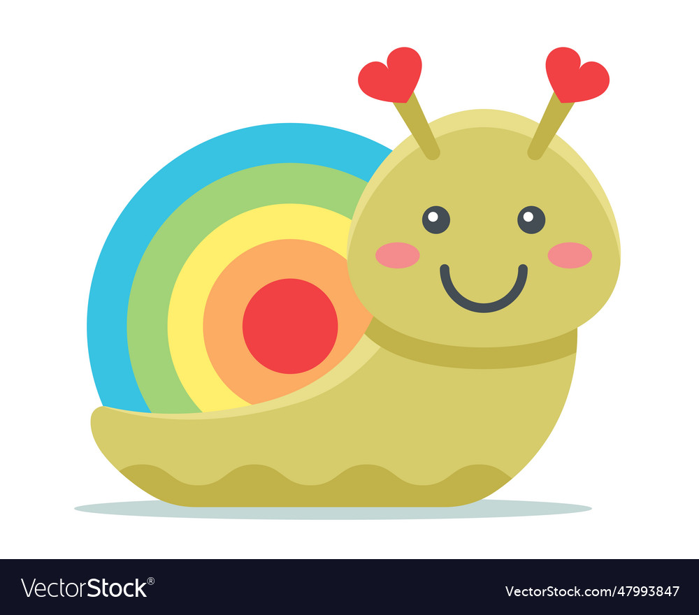 Cute snail character with rainbow shell children Vector Image