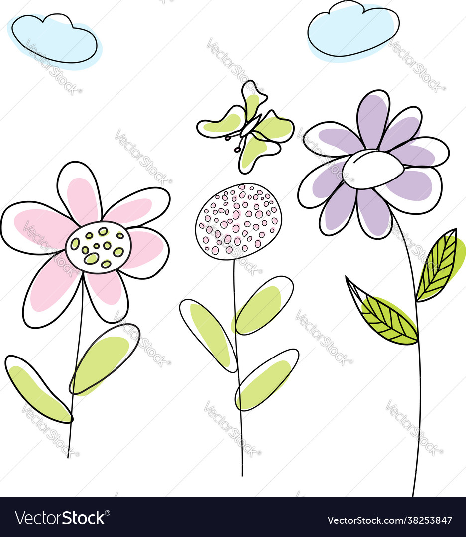 Doodle sketch flower Royalty Free Vector Image