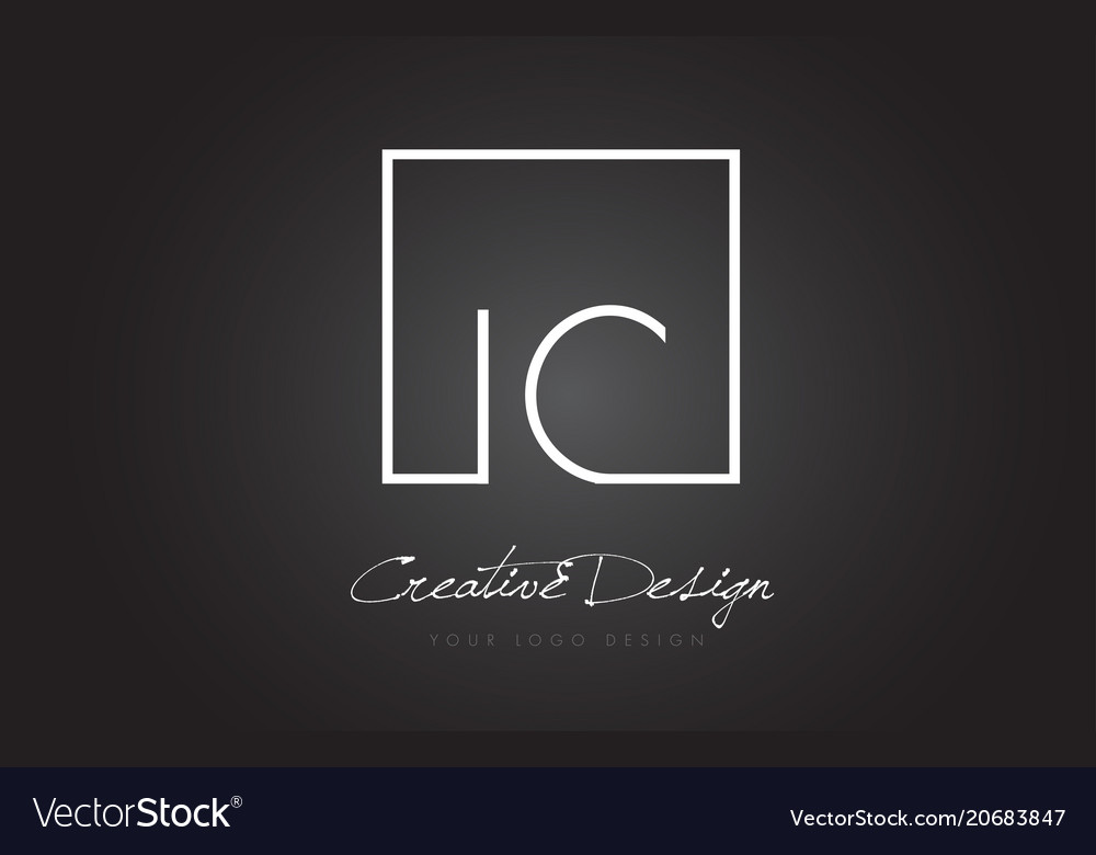 Ic square frame letter logo design with black