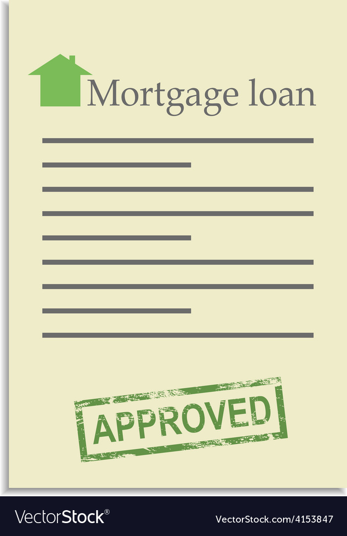 Mortgage loan document with approved stamp Vector Image